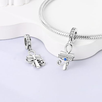 MULA 925 Sterling Silver Charms for Bracelets and Necklace Family Pendants | Airplane Travel Dangle Beads Family Tree Jewelry Charms for Women - color: Horus Eye
