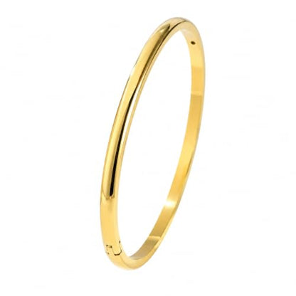 Stainless Steel Cuff Bracelet for Women, Polished Oval Open Bangle Bracelet, Minimalist Jewelry - color: Gold-4mm