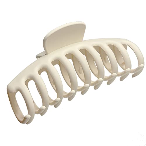 OWIIZI 4.3" Large Matte Hair Clips for Women Long Thick Hair (White) | Big Claw Clips,Non-Slip Strong Hold Jumbo Ponytail Barrette,Jaw Clamps,Cute Hair Accessories,for Girl Thick Thin Curly Hair - color: White