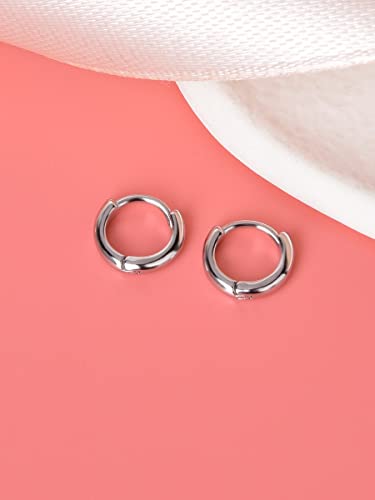 Mini Tiny Huggie Hoop Earrings Top Upper Ear Cartilage Forward Helix Cuff Plain Simple 925 Sterling Silver Gold 9mm 8mm 7mm 6mm 5mm Hoop Earrings - color: Silver-6mm