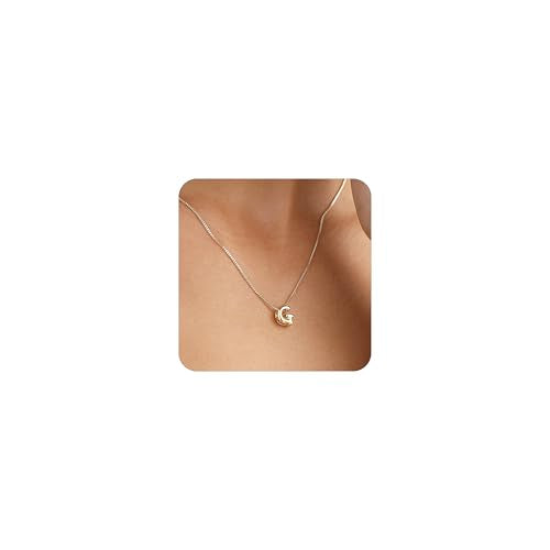 14K Gold Plated Bubble Letter Necklace, Tarnish Free and Waterproof Dainty Initial Necklace for Women, Trendy Personalized Gold Jewelry Gift for Her - color: Gold, style: G