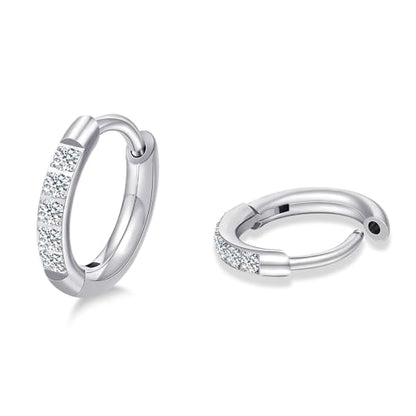 Limerencia G23 Hypoallergenic Titanium Earrings Hoops Small Huggie Earrings | 18G Cartilage F136 Pure Titanium Huggie Hoops with Cubic Zirconia, Ear Cuff Style Jewelry for Women Men with Sensitive Ears - color: White CZ, size: 8mm