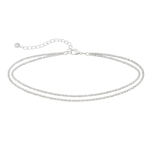 phnydreg 1 Pc Silver Plated Ankle Bracelet with Extension for Women | Double Layered Ankle Bracelet,Foot jewelry