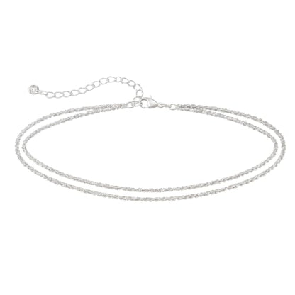 phnydreg 1 Pc Silver Plated Ankle Bracelet with Extension for Women | Double Layered Ankle Bracelet,Foot jewelry