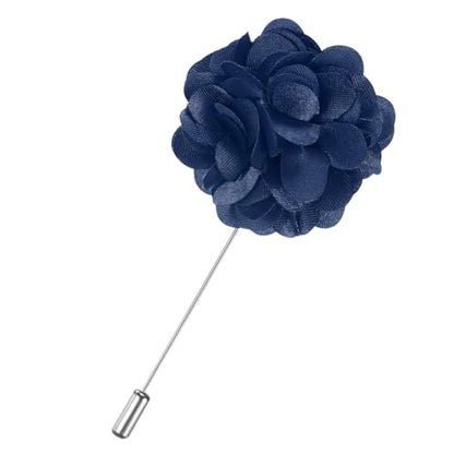 M METERXITY Flower Lapel Pins for Men, Boutonnieres Pin Camellia Flower Groom Boutonnieres for Wedding/Graduation - color: Navy Blue