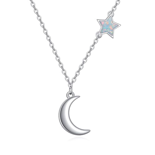 LUHE Star Moon Necklace for Women Sterling Silver Moon Pendant Necklace Star Jewelry Gifts for Women - style: star moon 2