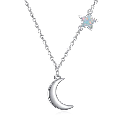 LUHE Star Moon Necklace for Women Sterling Silver Moon Pendant Necklace Star Jewelry Gifts for Women - style: star moon 2