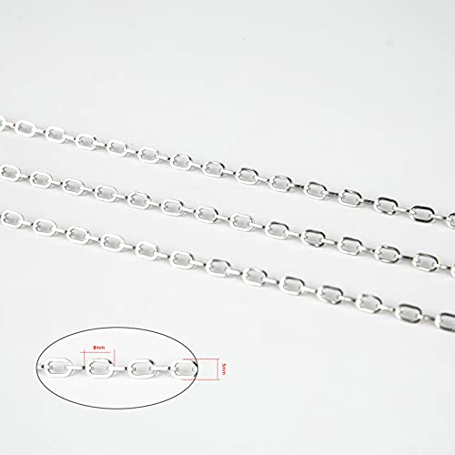 32.8 Feet Silver Stainless Steel Link Cable Chain Paperclip Necklace Chains Bulk with Jump Rings Lobster Clasps Extender Chain for DIY Jewelry Making - color: Steel Square