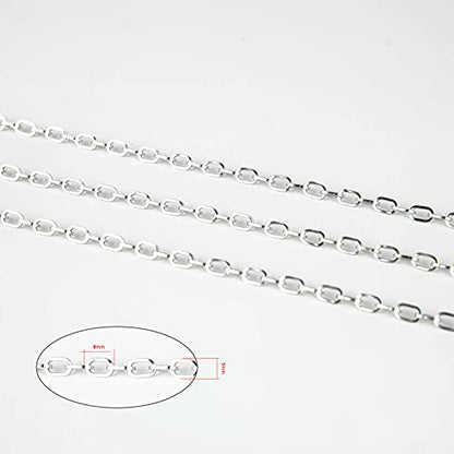 32.8 Feet Silver Stainless Steel Link Cable Chain Paperclip Necklace Chains Bulk with Jump Rings Lobster Clasps Extender Chain for DIY Jewelry Making - color: Steel Square