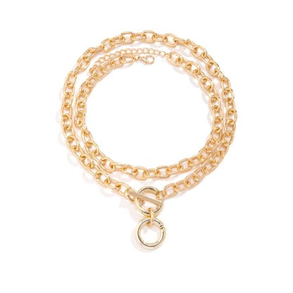 Layered Chunky Gold Silver Necklace Big Cuban Chain Statement Necklace Stacked Punk Chain Choker Necklaces for Women Trendy Jewelry Birthday Gifts - color: 02 Gold