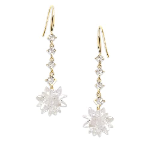 Sonateomber Gold Silver Small Hoop Dangle Earrings for Women, Trendy Dainty Rhinestone CZ Dangling Prom Wedding Leaf Flower Snowflake Butterfly Starfish Fashion Jewelry Gift - color: CZ White