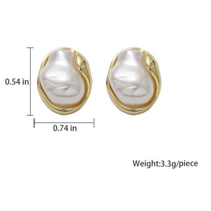 Boho Pearl Statement Earrings for Women Irregular Pearl Earrings | Big Round Freshwater Pearls Bridal Gold Earring Beach Ocean Vacation Jewelry - style: B Style