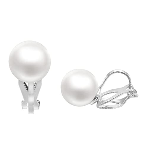 Pearls Clip On Earrings Womens Clip on Earrings Non Pierced Clip on Pearls Women Hypoallergenic Trendy Wedding Jewelry - style: Women's silver pearl clip earrings