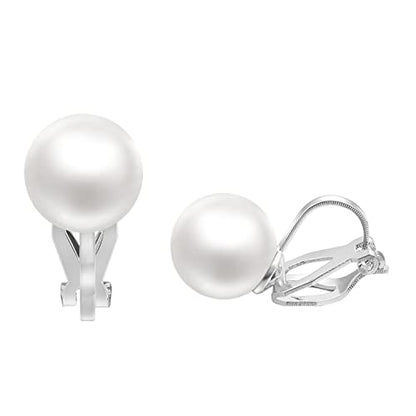 Pearls Clip On Earrings Womens Clip on Earrings Non Pierced Clip on Pearls Women Hypoallergenic Trendy Wedding Jewelry - style: Women's silver pearl clip earrings