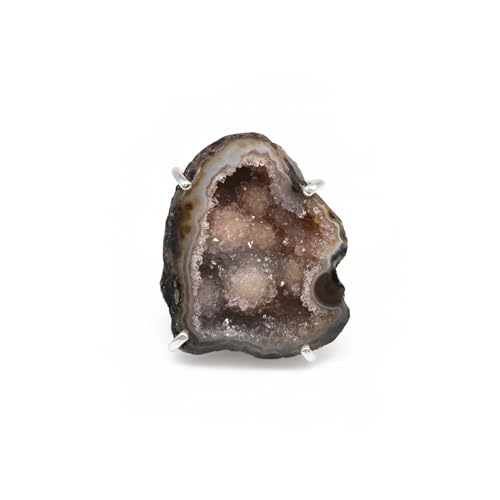 Geode Ring Set with Agate and Quartz Crystals,Stone Sizes 25-30mm - color: Black, style: 1