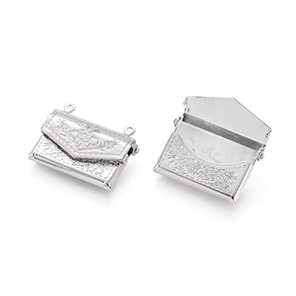 Beadthoven 20pcs Fashion Handbag Shaped Locket Pendants Platinum Brass Photo Frame Charms Photo Holder Memory Locket Pendants for DIY Necklace Jewelry Making - color: Platinum-Bag Shape