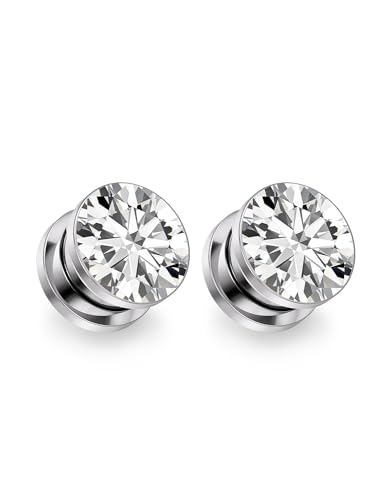 Astm F136 Titanium CZ Ear Gauges Screw Fit Flesh Tunnels Plugs Gauges Earring Expander Stretcher Ear Tunnels For Ears 10G 8G 6G 4G 2G 0G 00G Plug Earrings Body Piercing Jewelry For Women Men - color: 00G Gauges