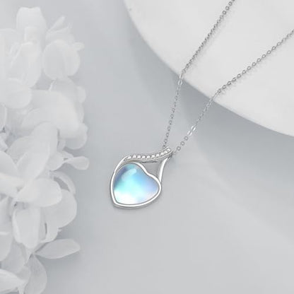 YAFEINI 925 Sterling Silver Moonstone Necklace Filigree Teardrop Pendant Necklace Jewelry for Women Girls - color: WW-Moonstone Cubic Zirconia Necklace