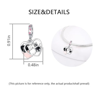 Charm for Bracelets and Necklaces Heart Cat Flower Boy 925 Sterling Silver Bead Birthday Jewelry Gift for Women - color: Cats Heart Charms