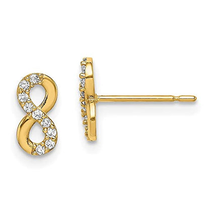 Diamond2Deal 14k Yellow Gold Infinity Symbol Cubic Zirconia Stud Earrings Len-0.33 In