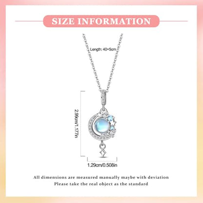 925 Sterling Silver Dainty Necklaces for Women Pendant Jewelry Gift for Her | Hypoallergenic Ocean Animal Love Cherry Blossom Jewelry, Ideal Valentine Birthday Christmas Graduation Gift for Wife Mom - color: Moonstone Starry Wish