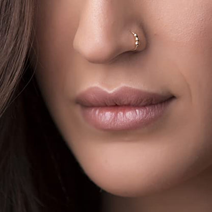 Jolliz Beaded Nose Rings Hoops – 24 Guage Nose hoops Handmade with Classic Design, Hypoallergenic Nose Rings for Women, Nose Piercings for Stylish Everyday Wear - color: Gold
