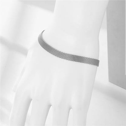 kelistom 925 Sterling Silver Bracelets for Women Teens, Love Heart Charm Chain Bracelet Bangle Fashion Jewelry Gifts - color: knit mesh-white