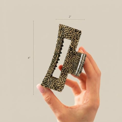 France Luxe Large Cutout Rectangle Claw Clip, For Thick Hair, Opera Silver | Made for Fuller Hair, Handmade in France, Cellulose Acetate Claw Clip, Hair Accessories Women - color: Opera Silver