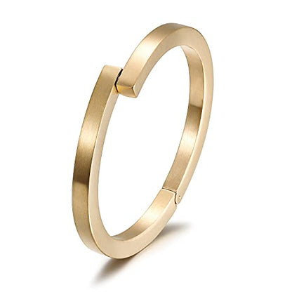Silver Men's Cuff Bracelets, Black Magnetic Clasps Bangle Bracelet for Men,14K Gold Stainless Steel Metal Cool Antique Retro Open Bracelet for Father Dad Papa, 6.5"-8.0" Inner Circ. - color: 6.5" Inner Circ.&Gold