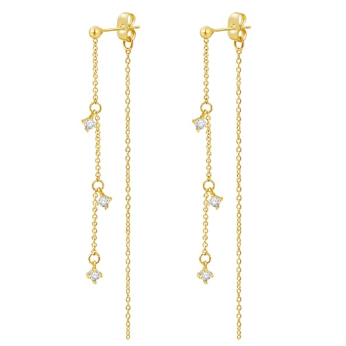 DAYANEY Silver Gold Bow Dangle Long Earrings for Women Trendy | Bow Rhinestone Ribbon Earring Chain Prom Jewelry, Bow Earrings Statement Dainty Earring as Wedding Bridesmaid Formal Jewelry - color: Gold, size: long dangle