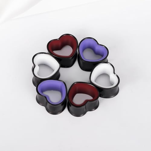 DOEARKO 6PCS Heart Shape Ear Tunnels Plugs Stainless Steel Hollow Double Flared Ear Gauges Tunnels Stretcher Body Piercing Earring Jewelry for Women Men 8mm-19mm - color: 3P-BH, size: 16 mm