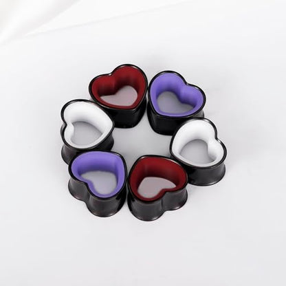 DOEARKO 6PCS Heart Shape Ear Tunnels Plugs Stainless Steel Hollow Double Flared Ear Gauges Tunnels Stretcher Body Piercing Earring Jewelry for Women Men 8mm-19mm - color: 3P-BH, size: 12 mm