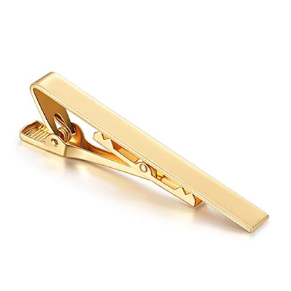 Gold Tone Regular Tie Clips Men-Skinny Tie Bar Suitable for Wedding Anniversary Business Meetings and Daily Life Necktie Accessories - style: layered