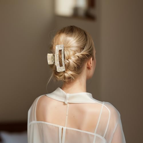 VOCOSTE Hair Claw Clips, 4" Large for Thick Hair, Beige | Strong Non-Slip Hold, Half Ups, Acetic Acid Hair Clips for Durability, Secure Chic Daily Styles - color: Beige