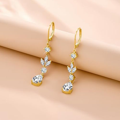 Silver Dangle Double Hoop Earrings For Women Paperclip Link Earring | Drop Small Silver Earrings Square Huggie Paperclip Dangly Hoop Silver Hoops Earrings Jewelry - color: Gold Wedding