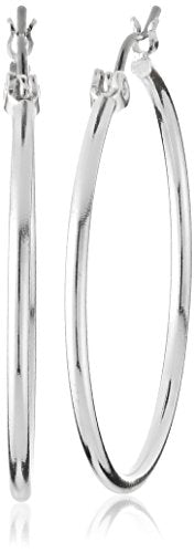 Nine West Women's Hoop Earrings, Classic Fashion Jewelry Accessories for Everyday Wear, Lightweight Statement Earrings for Casual, Office, and Evening Looks - color: Medium Thin - Silver