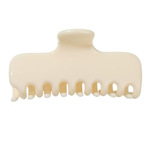 Ivyu 4-Inch Large Rounded Rectangle Hair Claw Clip for Women, Strong Hold | Smooth rounded teeth and a strong spring provide a secure hold for full updos on fine to medium hair. - color: Milk white