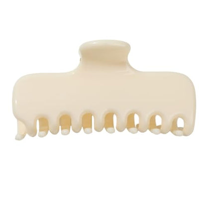 Ivyu 4-Inch Large Rounded Rectangle Hair Claw Clip for Women, Strong Hold | Smooth rounded teeth and a strong spring provide a secure hold for full updos on fine to medium hair. - color: Milk white