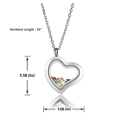 Jovivi Teardrop/Heart Floating Charm Memory Locket Necklace - 316 Surgical Stainless Steel Buckle Closure - color: Twist Heart
