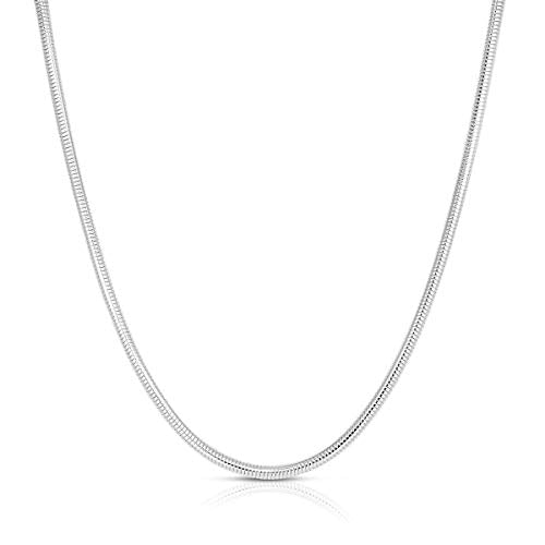 925 Sterling Silver Snake Chain Necklace - 2MM, 3MM, 4MM, 5MM Round Solid Silver Chains - Flexible, Men and Women's Jewelry - Made In Italy - style: 3MM