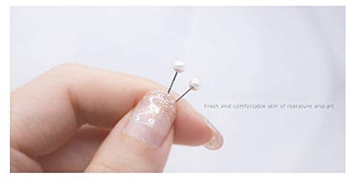 ALYC Pearl Earrings Freshwater Pearl White Button Stud Earrings with 925 Sterling Silver for Women - size: 4.0-4.5mm
