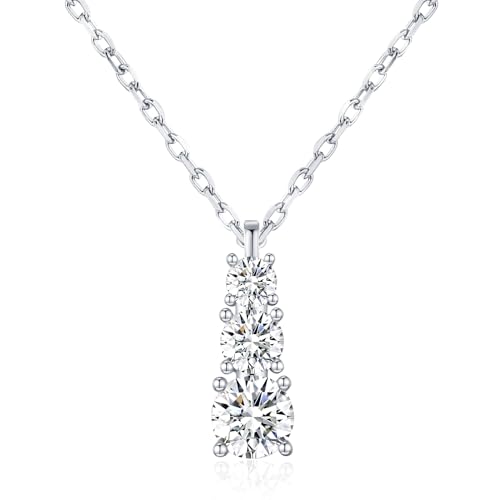 SBLING Platinum-Plated or 18K Gold Plated Cubic Zirconia Pendant Necklace for Women - color: Platinum-Plated