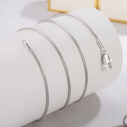 Dankadi Women 925 Sterling Silver Magic Snake Chain Necklace- Men 1.2MM Solid Snake Chain Flexible Choker 16"-30" Italian Silver 24K Gold Over Jewelry - color: Silver, size: 24 inch