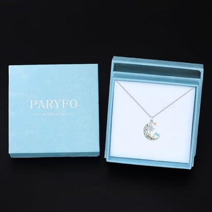 Dragonfly Necklace 925 Sterling Silver Moonstone Necklace Rainbow Stone Dragonfly Jewelry Christmas Birthday Gifts for Women Mom Her - style: Star and Moon with Birthstone