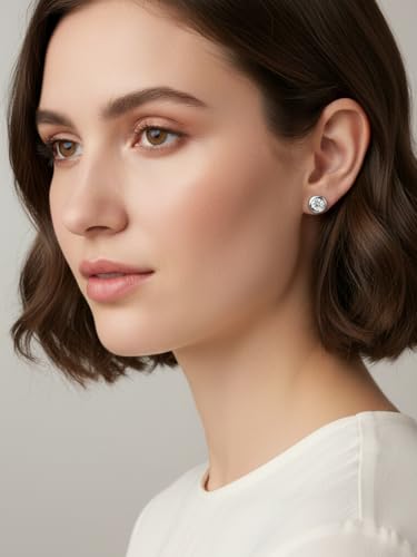 0.6-4 Carat 5A Cubic Zirconia/Simulated Emerald Sparkle Stud Earrings for Women, Hypoallergenic 925 Sterling Silver Posts, Anniversary Birthday Valentines Mothers Day Jewelry Gift - color: White Gold, size: 2.00 Carat (1.00ct * 2)