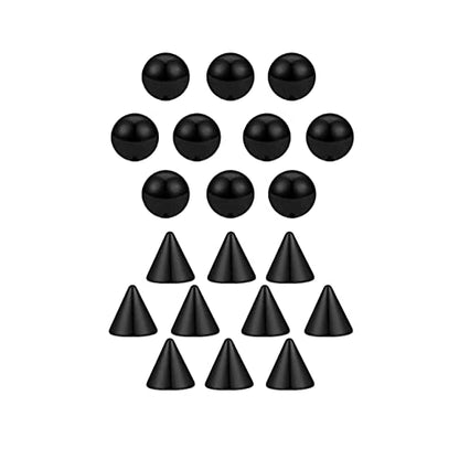 COLORFUL BLING Fake Eyebrow Nose Lip Ring Labret Studs Stainless Steel Replacement Balls Spike with 20pcs Sticker Non-Piercing Body Jewelry Fake Skin Sticker Piercing - color: 3mm black