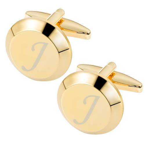 GWD Cufflinks for Men Stainless Steel Initial Cuff Links Alphabet Letter A-Z Groom Father Gift - style: J