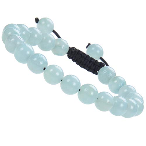 MASSIVE BEADS Natural Healing Power Gemstone Crystal Beads Unisex Adjustable Macrame Bracelets - color: Amazonite, size: 8mm