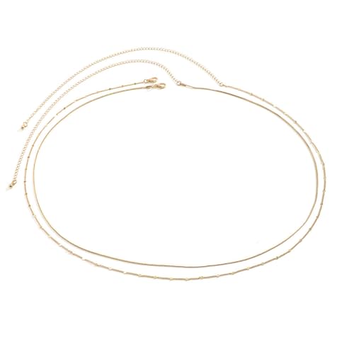14K Gold Waist Chain for Women, Plated Layered Belly Chain for The Waist Adjustable Waterproof Sexy Bikini Satellite Beads Chain Summer Non Tarnish Body Chain Jewelry Gifts for Women - color: Gold