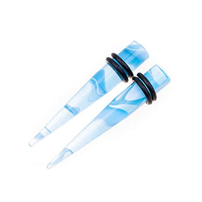 50 PCS Ear Stretching Kit 14Gauges-00Gauges Earring Marble Acrylic Taper Piercing Jewlery Sets - color: Blue